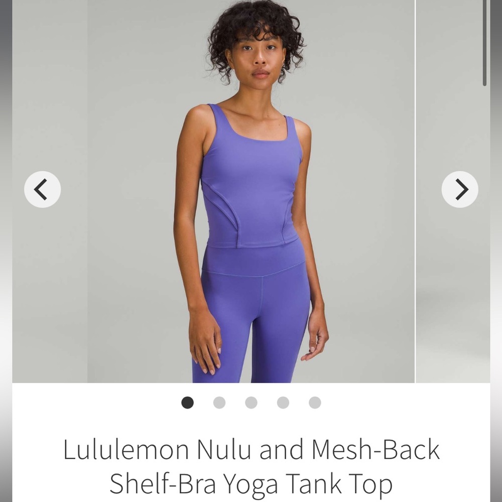 Lululemon Nulu and Mesh-Back Shelf-Bra Yoga Tank Top Charged Indigo Purple Sz 10